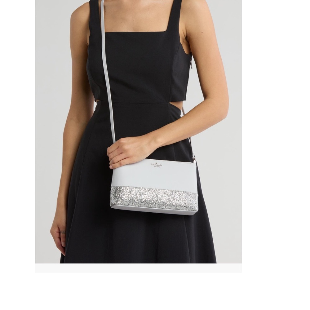 🛑 1 hour sale. NWT. Kate Spade, Elegant Silver and White Sparkle Crossbody Bag